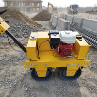 Rouleau vibratoire à double tambour autopropulsé de 0,5 tonne - Capacité 25KN - Compacteur routier à essence avec tambour de 650 mm