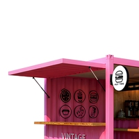 Container Mobile per Caffetteria da 20 Piedi, Chiosco Portatile con Bancone Bar, Stand Vintage per Fast Food e Bevande