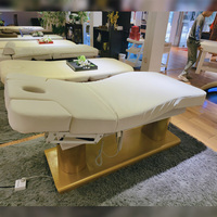 Table de massage électrique réglable portable de taille king, base en bois et cuir thermique, 4 moteurs, pour spa capillaire professionnel thaïlandais