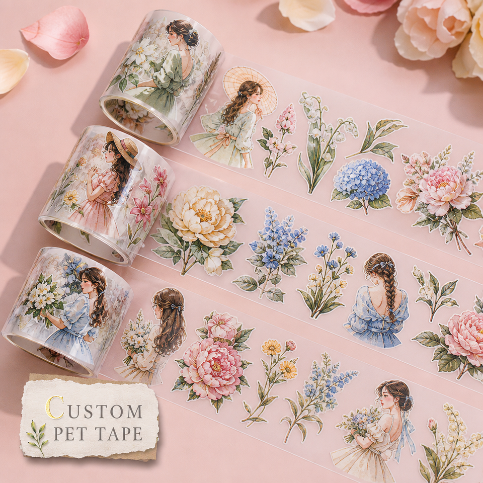 Custom PET Tape Rolls High-end Scrapbooking Washi Tape Rolls Matte Girl ...