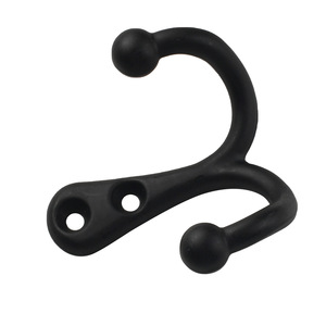 Double <b>Hook</b> Wall Mounted Heavy Duty Black Zinc Alloy Coat Rack <b>Towel</b> Hat <b>Hook</b> Cabinet Wardrobe Hardware Accessory - Product Image 5