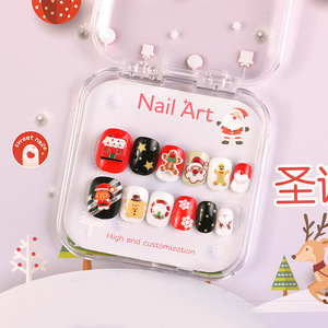 TSZS 12 pièces thème <span class=keywords><strong>de</strong></span> noël enfants <span class=keywords><strong>faux</strong></span> ongles artificiels conseils mignon bonhomme <span class=keywords><strong>de</strong></span> neige courte presse sur les ongles pour enfants filles - Product Image 6
