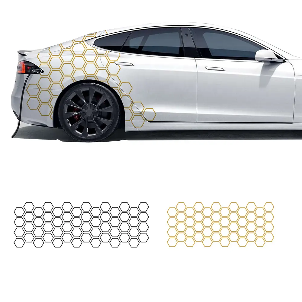 Universal Car Stickers Honeycomb Pattern Waist Line Decal Car Side Design Bumper Vinyl Decal Sticker