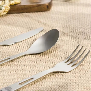 Ensemble de couverts en titane sablé argenté de haute qualité, 3 pièces, couteau, fourchette, cuillère, résistant aux rayures, à la corrosion et à la chaleur, moderne - Product Image 4