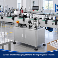 Machine d'étiquetage automatique de bouteilles rondes avec contrôle PLC pour l'emballage de verre, étiquettes autocollantes, conteneurs verticaux et systèmes de convoyage