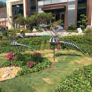 Escultura Metálica de Libélula de Acero Inoxidable, Adorno de Jardín Personalizado para Exteriores, Resistente a la Intemperie, Acabado Pulido - Product Image 1