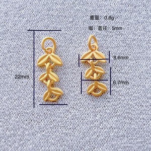 จี้รูปรวงข้าวอัลลอยด์สีทองด้าน สำหรับทำต่างหู DIY อุปกรณ์ตกแต่งเครื่องประดับรูปใบไม้ประดับเพชร 011 - Product Image 2