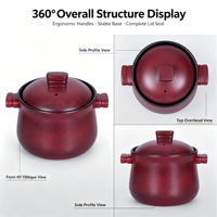 Pot à soupe en céramique 8L avec couvercle en céramique, compatible induction, utilisation sur flamme nue, grande capacité, passe au lave-vaisselle, design minimaliste, qualité alimentaire
