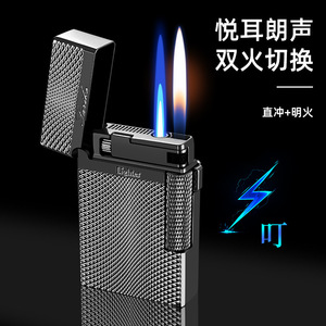 Encendedor de Cigarrillos de Doble Llama Resistente al Viento, Recargable con Butano, Metálico, Regalo Empresarial, Diseño Elegante - Product Image 4