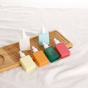 Flacon compte-gouttes en verre plat de 15 ml avec tête en caoutchouc Macaron, flacon rechargeable pour huile essentielle, sérum, échantillon - Product Image 2