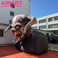Tête de démon géante gonflable, accessoire d'horreur pour Halloween, pour événement en plein air