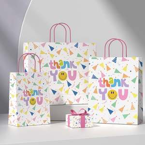 Sacs cadeaux en papier kraft rouge de luxe durables en vrac Sacs de shopping en papier personnalisés avec poignées - Product Image 4