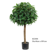 Künstliche Lorbeer-Topiary-Pflanze, fast natürlicher Lorbeerbaum, für drinnen und draußen, Simulations-Bonsai, grün im Topf