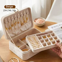 Boîte à bijoux de luxe à 2 étages avec serrure, grande capacité, organiseur de bijoux, boîte de rangement doublée de velours