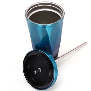 Custom Logo 500Ml Umbler <b>Double</b> <b>Wall</b> Stainless Steel Insulated Water Bottle Travel Coffee Mug With Metal Straw - Product Image 5