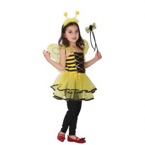 Costume de carnaval d'Halloween pour bébé fille, jupe jaune sans manches, costume d'abeille avec bandeau et ailes, robe de spectacle pour enfants - Product Image 4