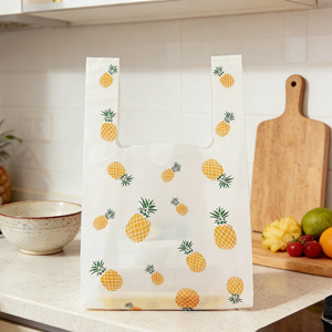 Sacs en plastique HDPE durables à soufflets latéraux, type T-shirt, avec poignée, pour courses, snacks, fruits <span class=keywords><strong>et</strong></span> plats à emporter, emballage robuste refermable - Product Image 6