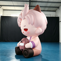 Mascotte gonflable géante personnalisée de dessin animé, 3m, cheveux roses, tissu Oxford imperméable pour événement anime, publicité extérieure