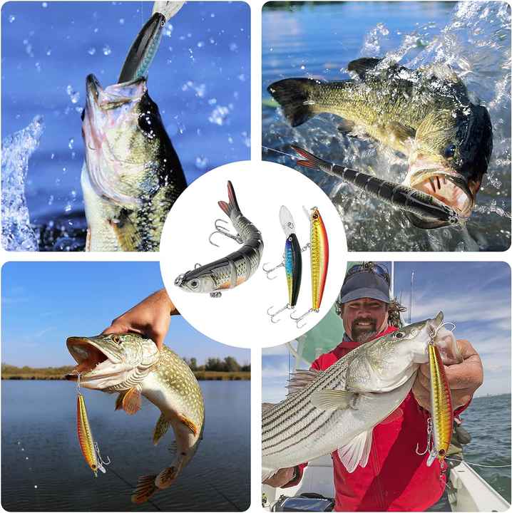 Fishing Lures Tackle Box Bass Fishing Kit Including Animated Lure Crankbaits Spinnerbaits Soft Plastic Worms Topwater Lures Hook