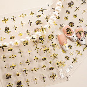 Autocollants 5D en relief pour Halloween, motifs croix dorées en relief pour nail art, coques de téléphone et décoration artisanale DIY - Product Image 3