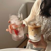 Ins Wind Vertical Stripe Glass Cup Café Latte Jugo Leche Bebida Taza