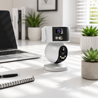 Caméra de liaison à balle ultra grand angle à 3 objectifs 8MP Vue panoramique à 180 ° Zoom 10x Système de vidéosurveillance PTZ Caméra IP Vue panoramique