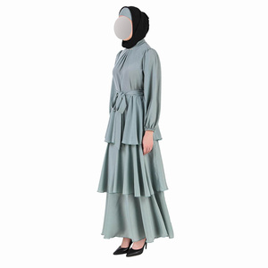 Aschulman tùy chỉnh phụ nữ dài maxi 3 lớp voan ăn mặc Layered abaya hijad cho phụ nữ hồi giáo - Product Image 2