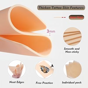 Pelle Sintetica per Pratica Tatuaggi 3mm, Doppio Lato in Silicone, Pelle Finta per Addestramento Tatuaggi e Trucco Permanente, Accessori per Tatuaggi - Product Image 3