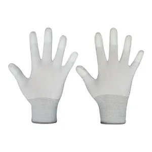High Quality White Grey PU Gloves Anti-Static Anti-Slip Durable Safety Working Pu Coated Gloves