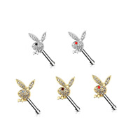 NUORO-anillos de acero inoxidable para la nariz, Piercing con forma de serpiente, diamante, Circonia cúbica, Perno nasal, joyería
