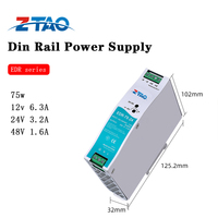Alimentation électrique sur rail DIN Mean Well EDR-75 24V 3.2A 75W 120W 150W 48V 12V 24V pour éclairage LED et caméras de vidéosurveillance 75W