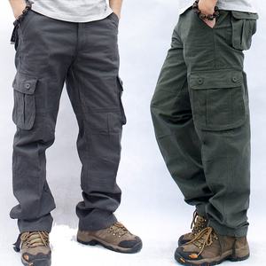 Pantalon cargo gris en coton 100% OEM Pantalon de travail multi-poches pour hommes - Product Image 1