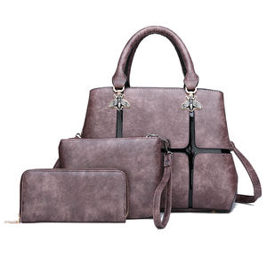 2019 China Wholesale Cheap Luxury Design Women's <strong>Red</strong> Tote Leather 3 Pieces Lady <strong>Handbags</strong> - Product Image 2