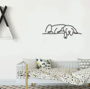 Op Maat Gemaakte Metalen Lijn Art Huis Woonkamer Wanddecoratie Buiten Metalen Muur Kunst Hond Hanger