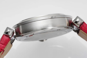 Reloj Clásico Redondo para Mujer con Correa de Cuero Magenta, Elegantes Manecillas Azules, Reloj de Pulsera Mecánico Automático para Uso Casual y Formal - Product Image 5