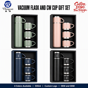 Ensemble cadeau de gourde isotherme et tasse en acier inoxydable 500 ml, gravure au laser de logo personnalisé, cadeau d'entreprise OEM - Product Image 1