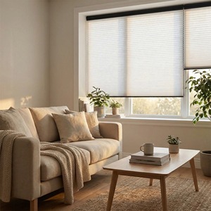 Stores alvéolaires manuels 100 % occultants sans cordon, stores cellulaires horizontaux en tissu uni pour porte coulissante - Product Image 5