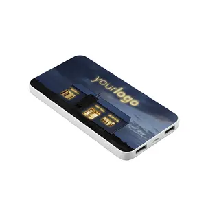 Cargador portátil delgado y barato para teléfono, Powerbank de 10000mah con logotipo personalizado LED, puertos USB duales tipo C, regalo promocional