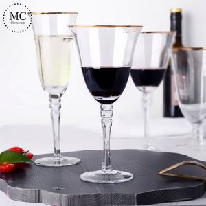 Verre à vin rouge en cristal transparent à bord doré, sur pied haut, personnalisé, pour la maison et la décoration créative de table de banquet de mariage - Product Image 3