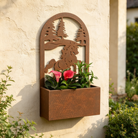Fournitures de jardin : Jardinière murale en métal rouillé en forme de cheval, pour décoration extérieure de maison et balcon, collection Printemps Festif