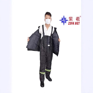 Ensemble de vêtements de protection en coton Zixi pour entrepôts frigorifiques, tenue chaude deux pièces style salopette, anti-froid en coton - Product Image 1