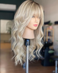 Toupet in Capelli Umani <span class=keywords><strong>con</strong></span> Base in Seta di Lusso, Facile da Indossare, Colore Balayage Biondo Radicato <span class=keywords><strong>con</strong></span> Frangia per Donne <span class=keywords><strong>con</strong></span> Perdita di Capelli, 10-20 Pollici - Product Image 1