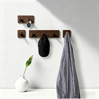 Patère murale de luxe en bois de noyer et acier inoxydable robuste, décorative, pour manteaux et chapeaux, pour entrée, chambre et organisation domestique