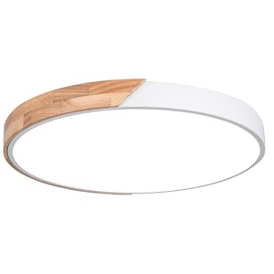 White 36W 3CCT <b>Round</b> <b>LED</b> Wood Effect <b>Ceiling</b> <b>Light</b> 50cm - Product Image 1
