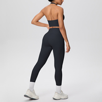 Ensemble de sport 2 pièces pour femme : Leggings taille haute et brassière de sport antichoc respirante grande taille avec poches