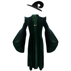 Disfraz de Cosplay de la Profesora McGonagall, Túnica Verde con Sombrero Incluido, Disfraz de Bruja para Mujer Adulta, Halloween - Product Image 5