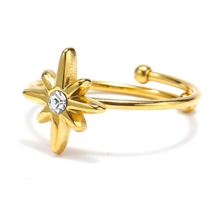 Anillo de Joyería de Alta Gama para Mujer, Minimalista, Chapado en Oro, Acero Inoxidable, con Circonita, Diseño de Estrella - Product Image 4