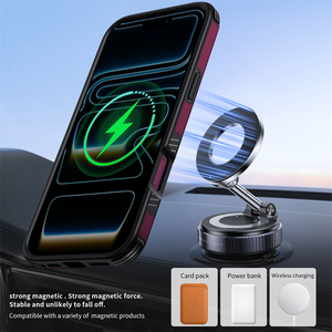 เคสโทรศัพท์มือถือรุ่นใหม่ 2 in 1 TPU+PC สำหรับ iPhone 18 Pro ป้องกันแรงกระแทก ฝาหลังแม่เหล็ก พร้อมขาตั้งแบบหมุนได้ 360 องศา ลาย CD - Product Image 4