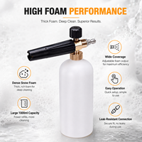 Canon à mousse de 1000 ml avec lance à mousse et connecteur rapide 1/4, pulvérisateur de mousse réglable pour nettoyeur haute pression, lavage de voiture