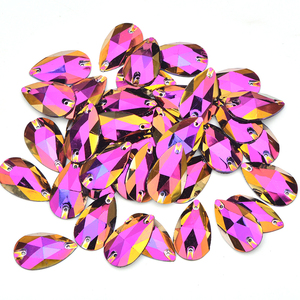 Đá pha lê hình giọt nước <span class=keywords><strong>AB</strong></span> 17*28mm may đính, mặt phẳng, đá giả kim cương, hạt nhựa trang trí may vá cho quần áo, thêu tay - Product Image 2